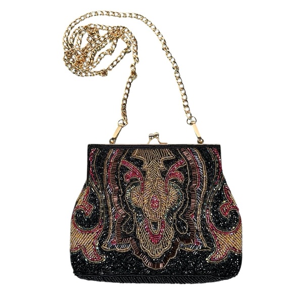 Vintage Handbags - VINTAGE Elegant Hand Beaded Evening Clutch Handbag